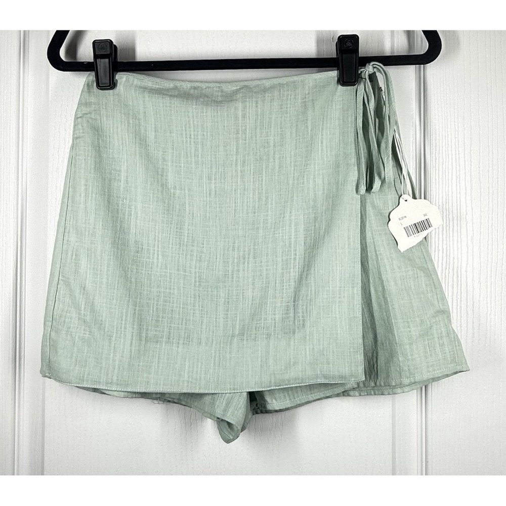 Altar'd State Skort Womens Size S Sage Green Wrap Front Tie Side Lined Preppy